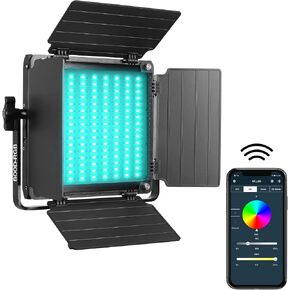 مصباح فيديو LED RGB من جي في ام، اضاءة 800D للتصوير الفوتوغرافي مع تحكم عن طريق التطبيق، ضوء فيديو لليوتيوب والاستوديو الخارجي، لوحة اضاءة ليد للفيديو (لا يشمل الحامل) in Kuwait