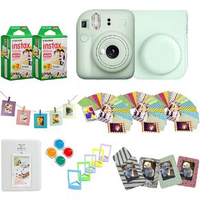 كاميرا Fujifilm Instax Mini 12 الفورية + حزمة ملحقات بتصميم احترافي مع حافظة واقية وإطارات مغناطيسية وألبوم ومجموعة تصميم الإطارات (40 ورقة) (أزرق فاتح) in Kuwait