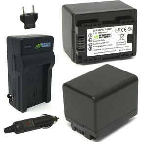 بطارية طاقة واسابي (عبوتان) وشاحن لكاميرات Canon BP-727، CG-700 وCanon VIXIA HF M50، HF M52، HF M500، HF R30، HF R32، HF R40، HF R42، HF R50، HF R52، HF R60، HF R62، HF R300، HF R400، HF R500، HF R600 in Saudi Arabia