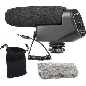 Movo VXR700 Shotgun Condenser Video Microphone with Integrated Shockmount, 10dB Gain Switch, Low Cut Filter, Foam and Deadcat Windscreens and Carry Case - for DSLR Cameras and Camcorders in Kuwait