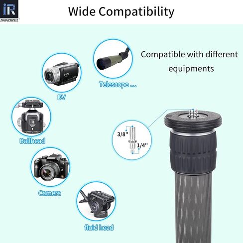 INNOREL ER402C Universal Carbon Fiber Tripod Center Column Extension Pole Extender - Two-Section Mid-Column Extension Rod Pole for Monopod DSLR Camera 40mm Big Tube in Saudi Arabia