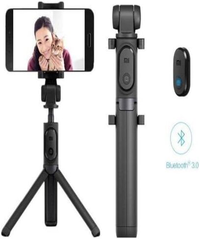 Original Xiaomi Selfie Stick Tripod Wireless Bluetooth Monopod Extendable Handheld Shutter for iPhone Android (Black) in Saudi Arabia