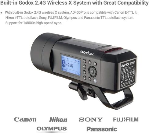 Godox AD400 Pro AD400Pro Outdoor Flash Strobe Light, Built-in Godox 2.4G System, 400ws Strong Power, 0.01~1s Recycle Time TTL Flash Monolight + Godox XPro-S Flash Trigger Compatible for Sony Camera in Saudi Arabia