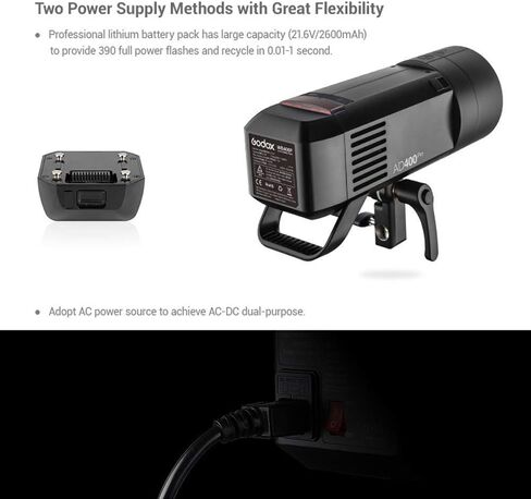 Godox AD400 Pro AD400Pro Outdoor Flash Strobe Light, Built-in Godox 2.4G System, 400ws Strong Power, 0.01~1s Recycle Time TTL Flash Monolight + Godox XPro-S Flash Trigger Compatible for Sony Camera in Saudi Arabia
