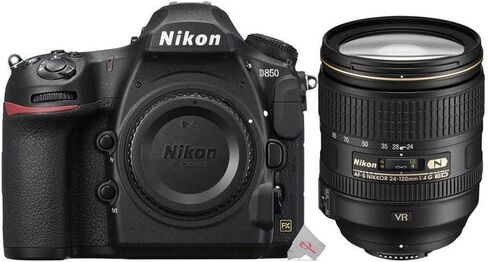 هيكل الكاميرا طراز D850 D-SLR المستورد + عدسة AF-S مقاس 24-120 مم f/4G ED VR in Kuwait