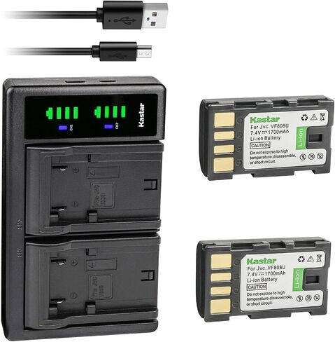 Kastar 1-Pack Battery and LTD2 USB Charger Replacement for JVC GZ-MG130EK GZ-MG130EX GZ-MG130U GZ-MG130US GZ-MG131 GZ-MG131EK GZ-MG131EX GZ-MG131US GZ-MG132 GZ-MG132EK GZ-MG132EX GZ-MG132US in Kuwait