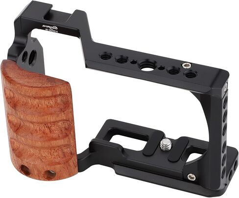 AKIROOD ZV-E10 Camera Cage for Sony ZV-E10 Camera,Wooden Handle Grip Video Shooting Cage Filming Accessories Cold Shoe Extension for Microphone/Light in Saudi Arabia