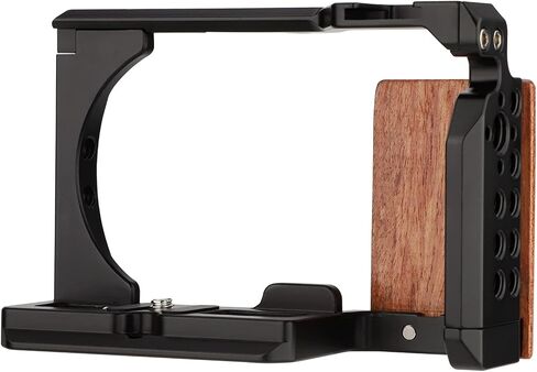 AKIROOD ZV-E10 Camera Cage for Sony ZV-E10 Camera,Wooden Handle Grip Video Shooting Cage Filming Accessories Cold Shoe Extension for Microphone/Light in Saudi Arabia