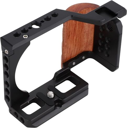 AKIROOD ZV-E10 Camera Cage for Sony ZV-E10 Camera,Wooden Handle Grip Video Shooting Cage Filming Accessories Cold Shoe Extension for Microphone/Light in Saudi Arabia