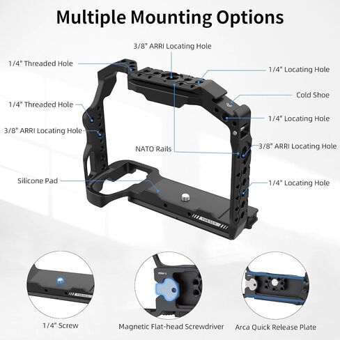 Nitze S5 II Cage for Panasonic LUMIX S5 II Camera, Built-in Top and Side NATO Rails, Cold Shoe and Arca Swiss Quick Release Plate - T-P05A in Saudi Arabia