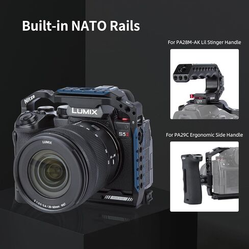 Nitze S5 II Cage for Panasonic LUMIX S5 II Camera, Built-in Top and Side NATO Rails, Cold Shoe and Arca Swiss Quick Release Plate - T-P05A in Saudi Arabia