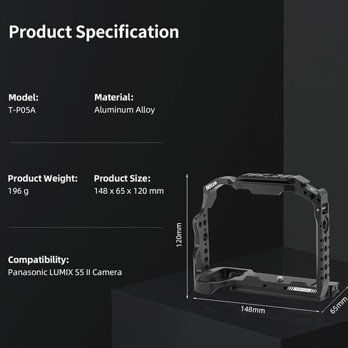 Nitze S5 II Cage for Panasonic LUMIX S5 II Camera, Built-in Top and Side NATO Rails, Cold Shoe and Arca Swiss Quick Release Plate - T-P05A in Saudi Arabia