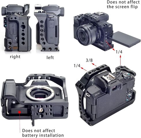 Hersmay EOS M50 Mark II Camera Cage for Canon EOS M50II M50 M5 Mirrorless Vlogging Camera Kit with Cold Shoe,Handle Locating Holes,Multiple 1/4" 3/8" Screw Holes in Kuwait