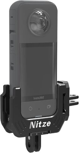 Nitze Frame Cage for Insta360 X3, Insta 360 X3 Cage, Aluminum Half Cage with 2 Cold Shoes, 2 Folding Fingers and 1/4" Threaded Holes with Locating Holes - T-IN01A in Saudi Arabia
