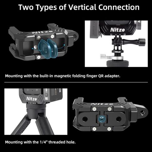 Nitze Frame Cage for Insta360 X3, Insta 360 X3 Cage, Aluminum Half Cage with 2 Cold Shoes, 2 Folding Fingers and 1/4" Threaded Holes with Locating Holes - T-IN01A in Saudi Arabia
