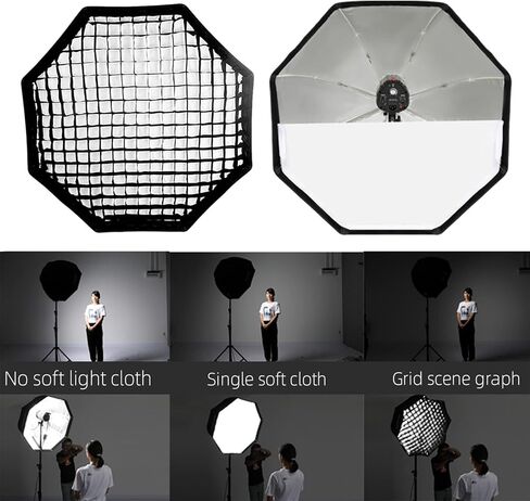Godox 31.5" / 80cm Octagon Flash Softbox with Grid/2m Light Stand/Type-E Hot Shoe Holder Bracket Octobox for Flash Speed Light in Saudi Arabia
