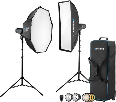 مجموعة إضاءة Westcott FJ400 Strobe 2-Light للموقع والاستوديو مع مشغل لاسلكي FJ-X3 S (متوافق مع Sony) in Kuwait