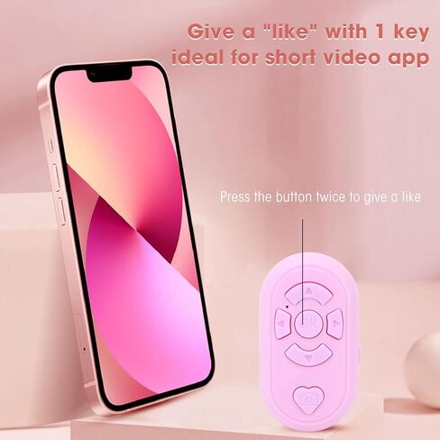 جهاز تحكم عن بعد TIK Tok، زر سيلفي مصراع الكاميرا عن بعد، أداة تحويل الصفحة عن بعد Doumsic قابلة لإعادة الشحن لتطبيق Kindle، حلقة تمرير TIK Tok، متوافقة مع iOS وAndroid (وردي) in Saudi Arabia