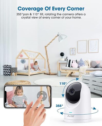 Security Camera for Baby Monitor, 2K Wi-Fi Cameras for Home Security, Indoor Camera Wireless with Phone APP, 2-Way Audio, Motion Detection, Night Vision in Saudi Arabia
