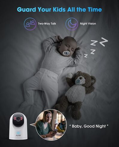 Security Camera for Baby Monitor, 2K Wi-Fi Cameras for Home Security, Indoor Camera Wireless with Phone APP, 2-Way Audio, Motion Detection, Night Vision in Saudi Arabia