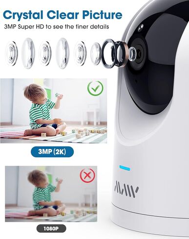 Security Camera for Baby Monitor, 2K Wi-Fi Cameras for Home Security, Indoor Camera Wireless with Phone APP, 2-Way Audio, Motion Detection, Night Vision in Saudi Arabia
