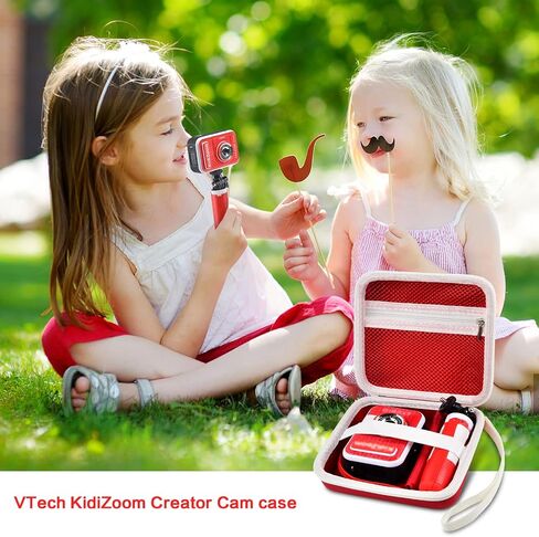 حقيبة كاميرا لعبة للأطفال لكاميرا فيديو VTech Kidizoom Creator Cam، وحدة تخزين صلبة للحمل أثناء السفر مع جيب للملحقات - أسود in Kuwait