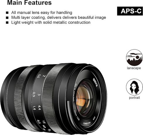 Meike 25mm F2.0 APS-C Large Aperture Wide Angle Manual Lens Compatible with Sony E Mount Mirrorless Cameras NEX 3 3N 5 NEX 5T NEX 5R NEX 6 7 A6400 A5000 A5100 A6000 A6100 A6300 A6500 A6600 in Saudi Arabia