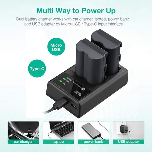 FirstPower BP-511 BP-511a Battery 2-Pack 2200mAh and Dual USB Charger for Canon EOS 5D 10D 20D 20Da 30D 40D 50D 300D D30 D60 and More Camera in Kuwait