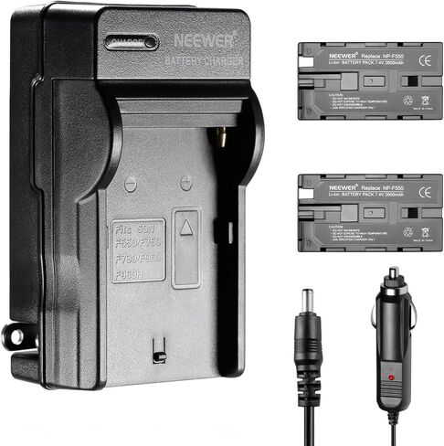 نيوير مجموعة بطارية ليثيوم ايون 2600mAh وشاحن لنيوير CN-160 وCN-216 وCN-126 وCN-304 وسوني هاندي كامز ونانجانج وبولارويد باستخدام بطاريات NP-F550/F570/F530 in Saudi Arabia