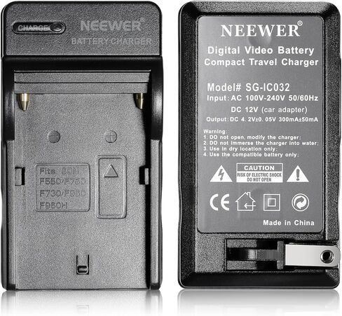 نيوير مجموعة بطارية ليثيوم ايون 2600mAh وشاحن لنيوير CN-160 وCN-216 وCN-126 وCN-304 وسوني هاندي كامز ونانجانج وبولارويد باستخدام بطاريات NP-F550/F570/F530 in Saudi Arabia