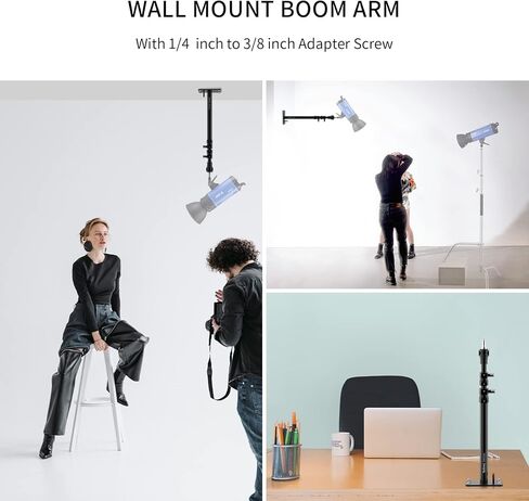 Selens Camera Wall Mount Ring Light Boom Arm, Overhead Light Mounting for Photo Studio Video Ring Light, Strobe Light, Flash, Softbox, Reflector, Max Length 39inch in Saudi Arabia