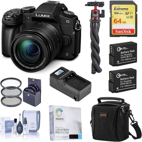 Panasonic Lumix DMC-G85 Mirrorless Camera with 12-60mm OIS Lens Starter Bundle with Bag, 64GB SD Card, 2 Extra Battery, Charger, Mini Tripod and Accessories in Saudi Arabia