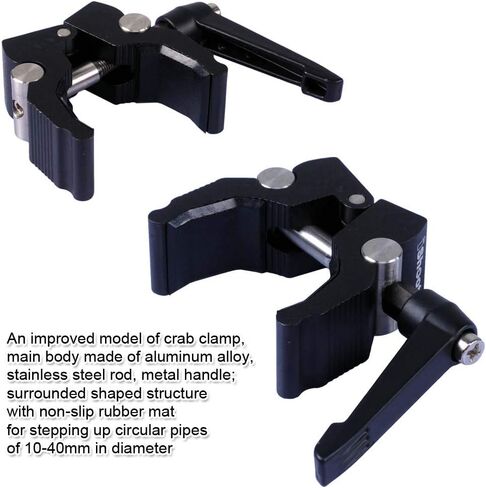 iShoot Improved Versatile All-Metal Crab Clamp Magic Hand Pliers with 1/4" & 3/8" Screw Hole, Used for Photography Camera Tripod Studio Flash Light Stand Boom Round Tube Circular Pipe of DIA-10-40mm in Saudi Arabia