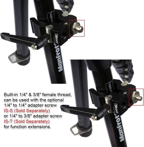 iShoot Improved Versatile All-Metal Crab Clamp Magic Hand Pliers with 1/4" & 3/8" Screw Hole, Used for Photography Camera Tripod Studio Flash Light Stand Boom Round Tube Circular Pipe of DIA-10-40mm in Saudi Arabia