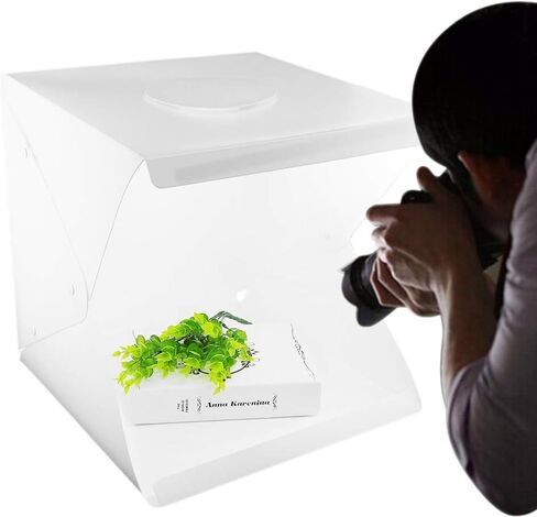 قماش خلفية استوديو تصوير صغير، 40 × 40 × 40 سم / 15.75 × 15.75 × 15.75 بوصة LED، قابلة للطي، خلفية صندوق خيمة إضاءة لشحن USB مثالية لتصوير المنتجات الصغيرة in Kuwait