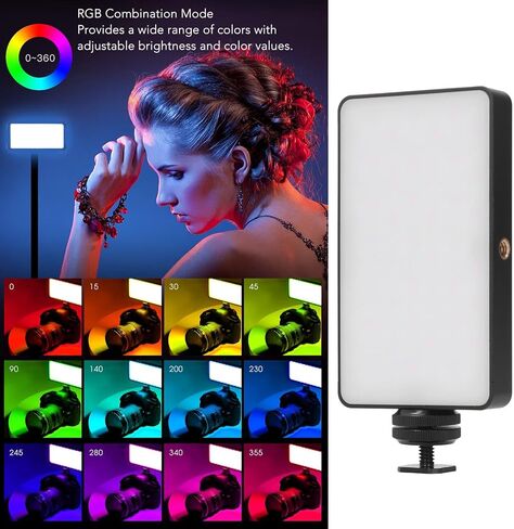RGB Video Light, Portable LED Camera Full Color Light Panel, 3000mAh Rechargeable, 2500K to 9000K Dimmable Panel Lamp, for Vlogging, Photography, Video Conference in Saudi Arabia