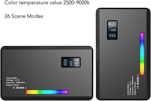 RGB Video Light, Portable LED Camera Full Color Light Panel, 3000mAh Rechargeable, 2500K to 9000K Dimmable Panel Lamp, for Vlogging, Photography, Video Conference in Saudi Arabia