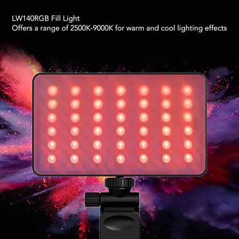 RGB Video Light, Portable LED Camera Full Color Light Panel, 3000mAh Rechargeable, 2500K to 9000K Dimmable Panel Lamp, for Vlogging, Photography, Video Conference in Saudi Arabia