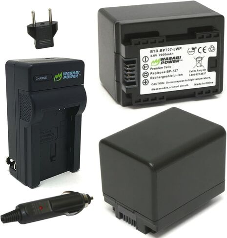 Wasabi Power Battery (2-Pack) and Charger for Canon BP-727, CG-700 and Canon VIXIA HF M50, HF M52, HF M500, HF R30, HF R32, HF R40, HF R42, HF R50, HF R52, HF R60, HF R62, HF R300, HF R400, HF R500, HF R600 in Saudi Arabia