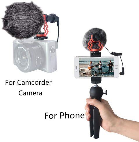 mcoplus VM-M03 Metal Shotgun Video Microphone Compact On-Camera Cardioid Directional Condenser Mini Recording Mic with Deadcat Windscreen for Smartphone DSLR Cameras and Camcorders Mac Tablet in Saudi Arabia