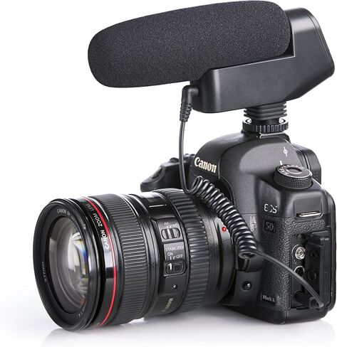 موفو ميكروفون فيديو مكثف بندقية VXR700 مع حامل صدمات مدمج، مفتاح كسب 10 ديسيبل، فلتر منخفض القطع ومصد رياح من الفوم وديدكات وشنطة حمل - لكاميرات دي اس ال ار وكاميرات الفيديو in Saudi Arabia