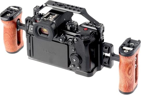Foto4easy s5ii cage rig for Panasonic LUMIX S5II Mirrorless Camera,Includes Dual Universal Side Wooden Handle in Saudi Arabia