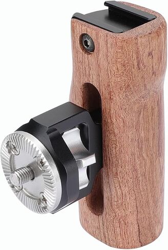 SZRIG Adjustable Wooden Handgrip with M6 Rosette Mount & Top hot Shoe Mouth for DLSR Camera Cage Kit (Switch Right or Left Hand) in Saudi Arabia