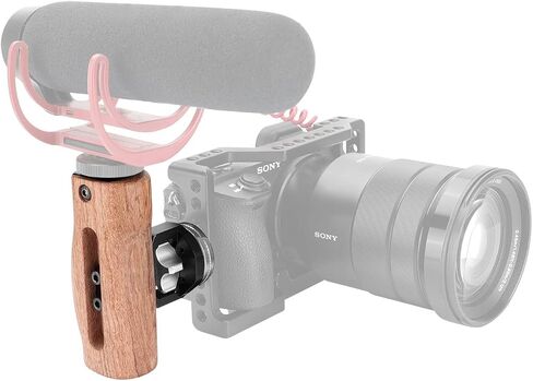 SZRIG Adjustable Wooden Handgrip with M6 Rosette Mount & Top hot Shoe Mouth for DLSR Camera Cage Kit (Switch Right or Left Hand) in Saudi Arabia