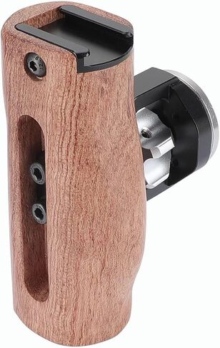 SZRIG Adjustable Wooden Handgrip with M6 Rosette Mount & Top hot Shoe Mouth for DLSR Camera Cage Kit (Switch Right or Left Hand) in Saudi Arabia