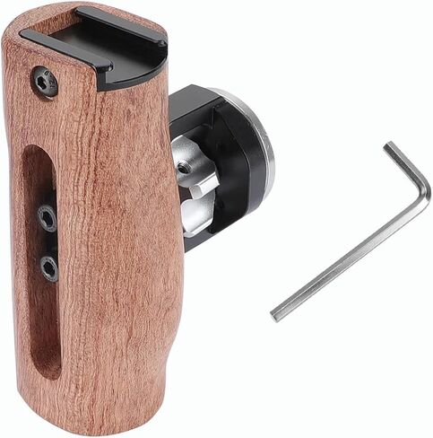 SZRIG Adjustable Wooden Handgrip with M6 Rosette Mount & Top hot Shoe Mouth for DLSR Camera Cage Kit (Switch Right or Left Hand) in Saudi Arabia