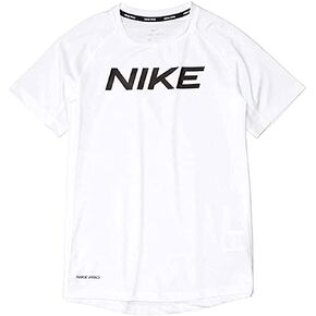 Nike Kids Boy's Pro Short Sleeve Fitted Top (Big Kids) White/Black in Kuwait