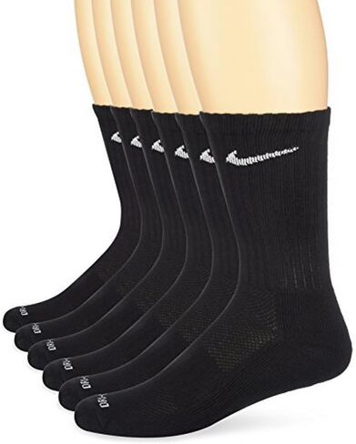 Nike Unisex Dri-FIT Cushion Crew Training Socks (6 Pair), BLACK/WHITE, OS in Saudi Arabia