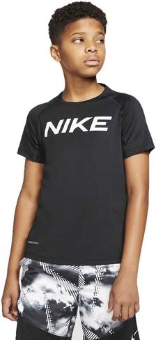 Nike Kids Boy's Pro Short Sleeve Fitted Top (Big Kids) White/Black in Saudi Arabia