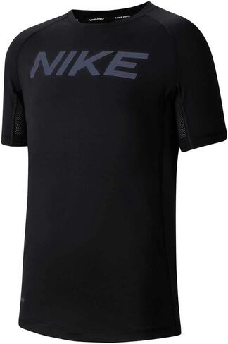Nike Kids Boy's Pro Short Sleeve Fitted Top (Big Kids) White/Black in Saudi Arabia